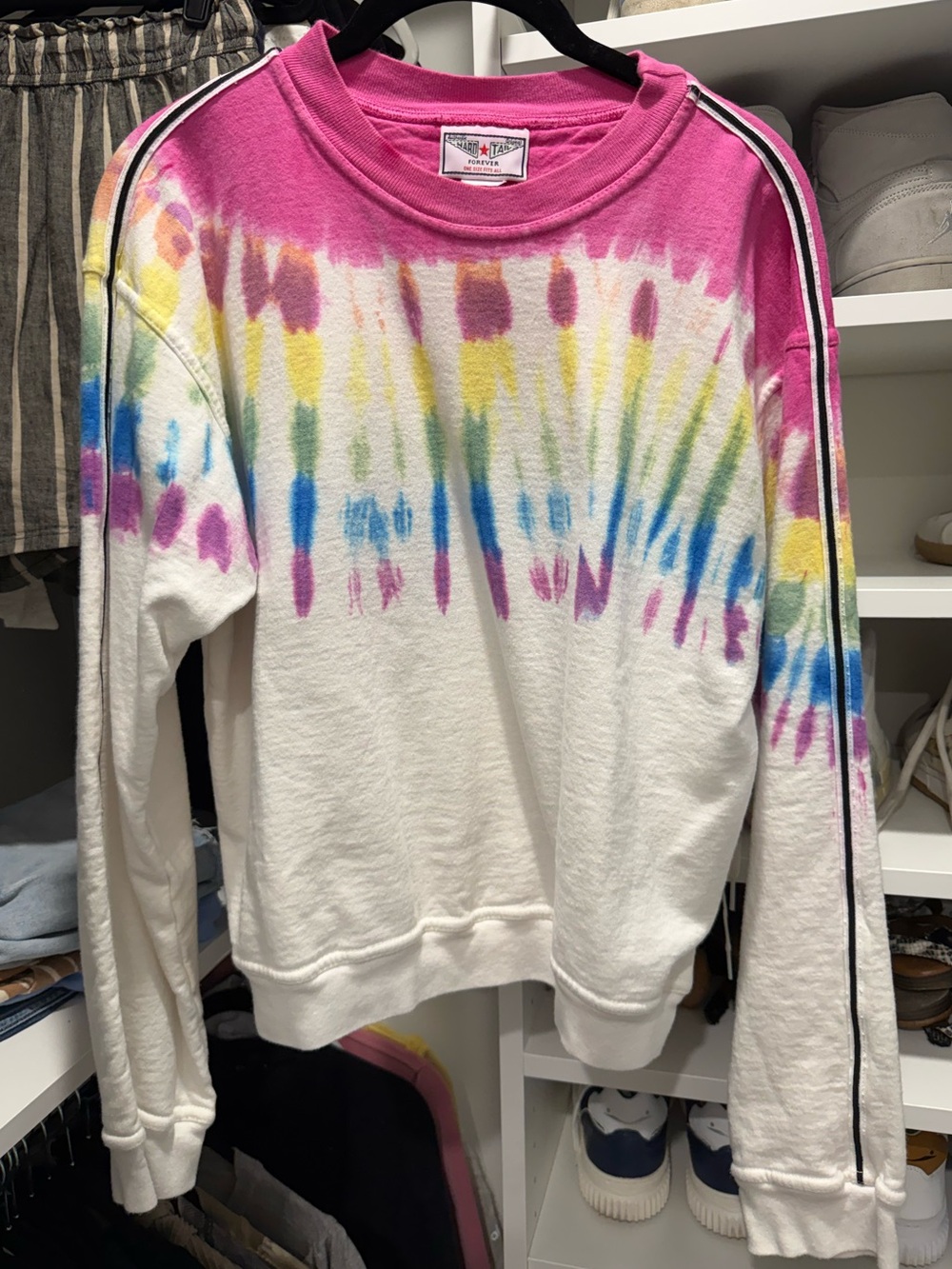 Hard Tail Tie-Dye Crewneck Sweater in Pink & Multi